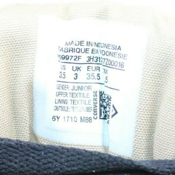 Converse ALL STARS Junior Sz 3.5 Low Top Canvas Lace Up Black Sneakers Shoes - Picture 8 of 9